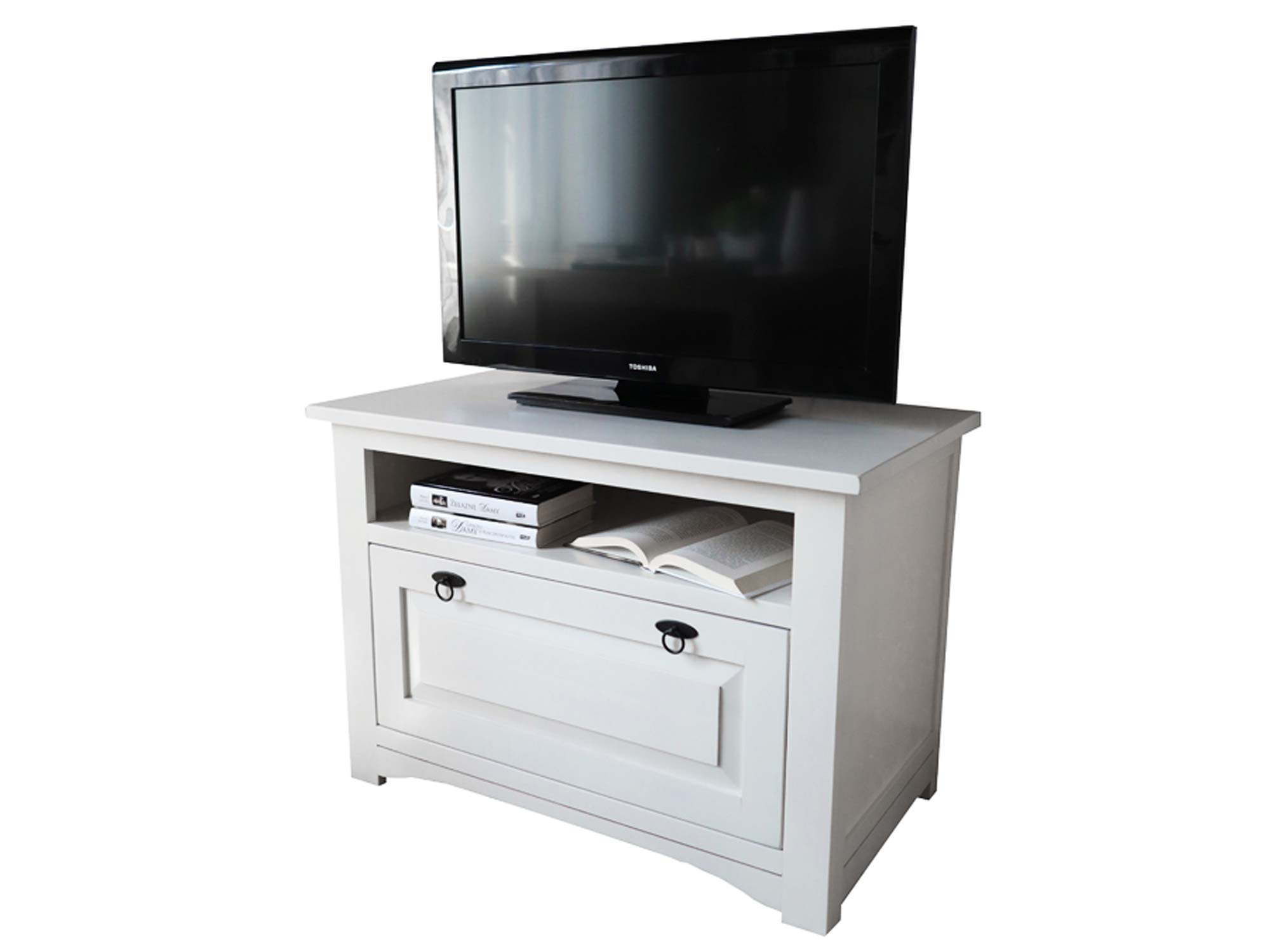 Wysoka Drewniana Szafka pod Telewizor prawy profil FELIX