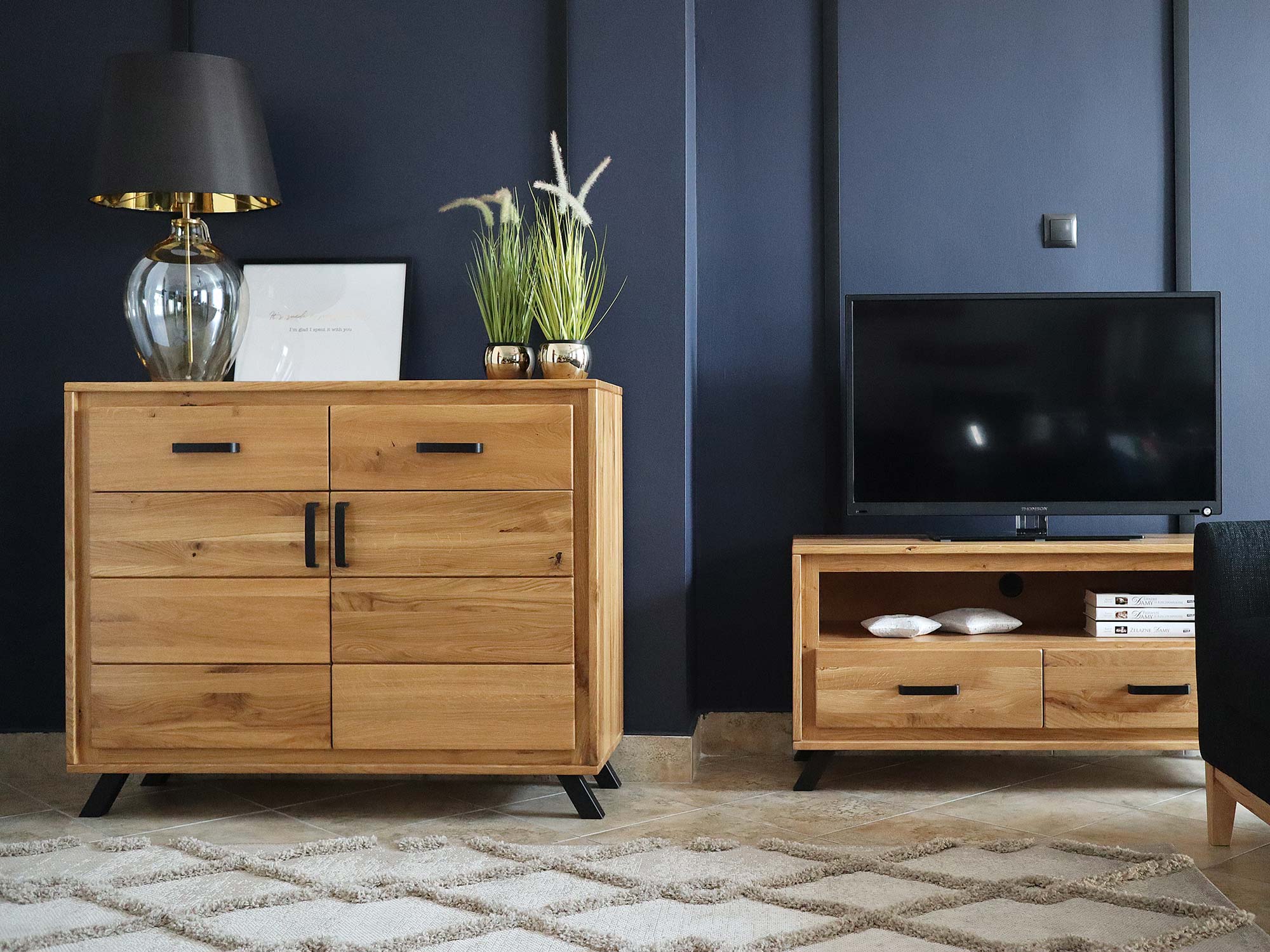 Nowoczesna Komoda Dębowa ALAMOS LOFT aranżacja Nowoczesna Komoda Dębowa ALAMOS LOFT aranżacja