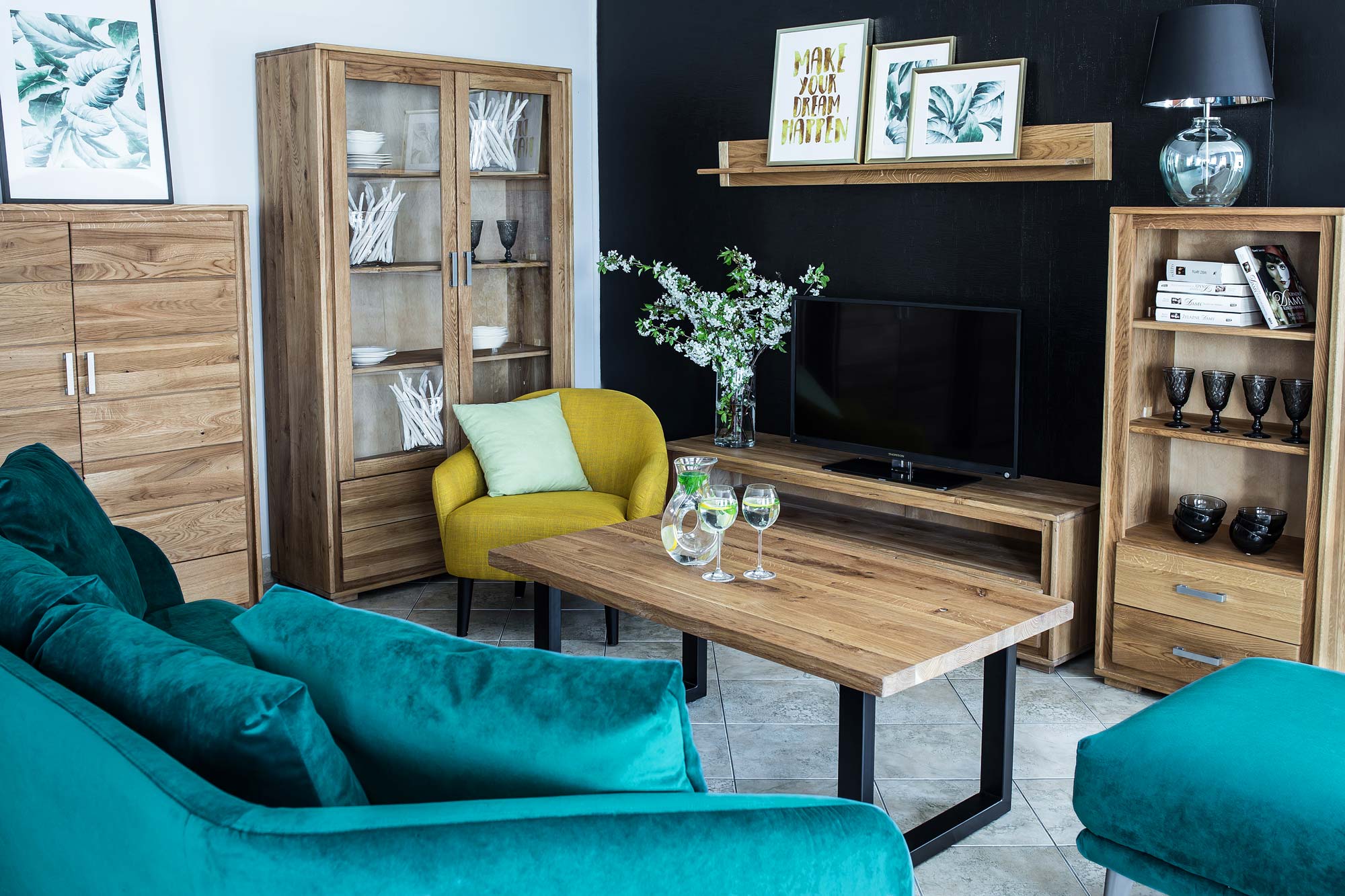 Niska Witryna Słupek Dębowa ALAMOS aranzacja