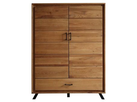 Wysoka Dębowa Komoda na Nóżkach ALAMOS LOFT