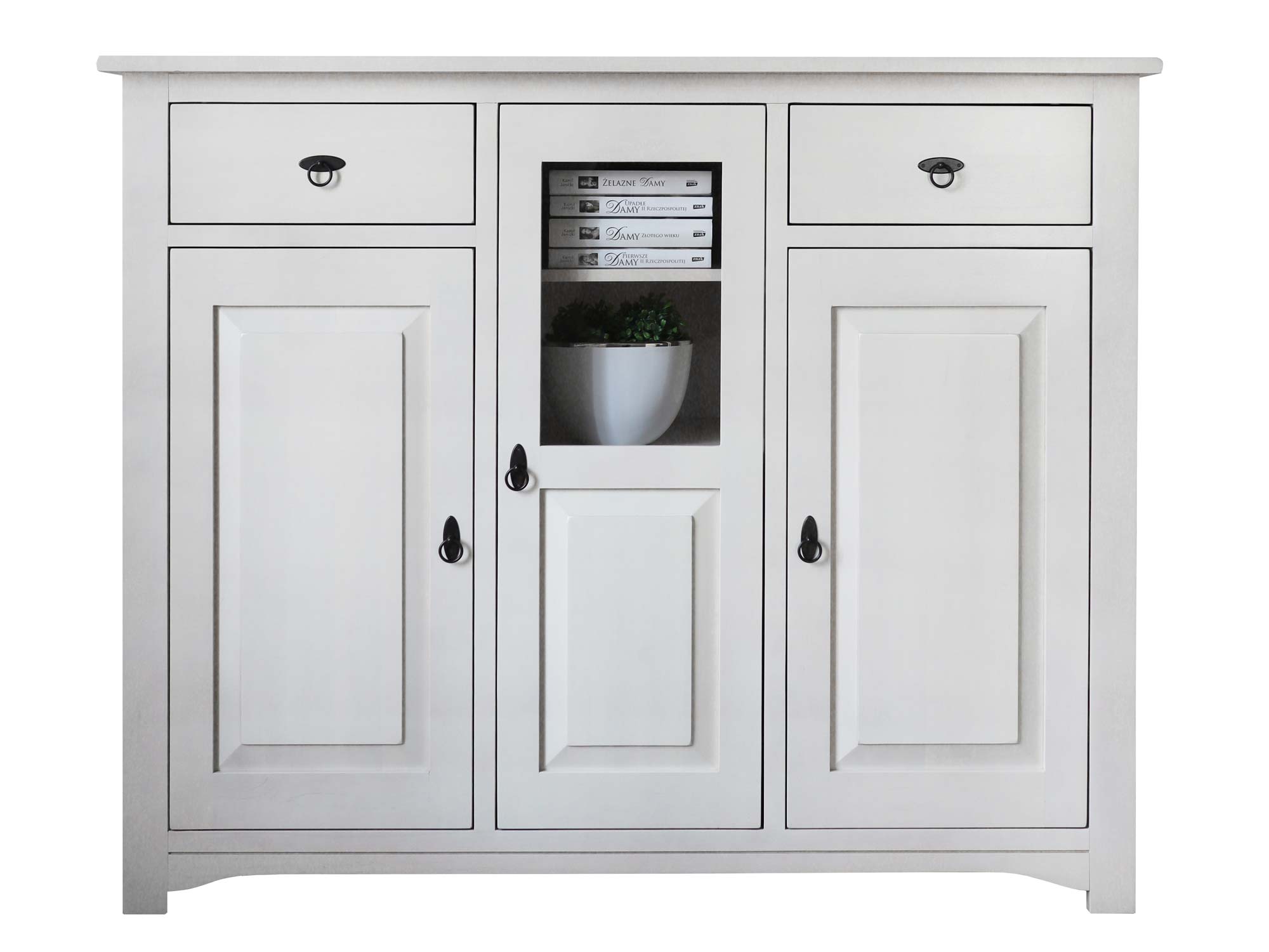 Komoda do Salonu z Drewna Brzozowego FELIX białe tło