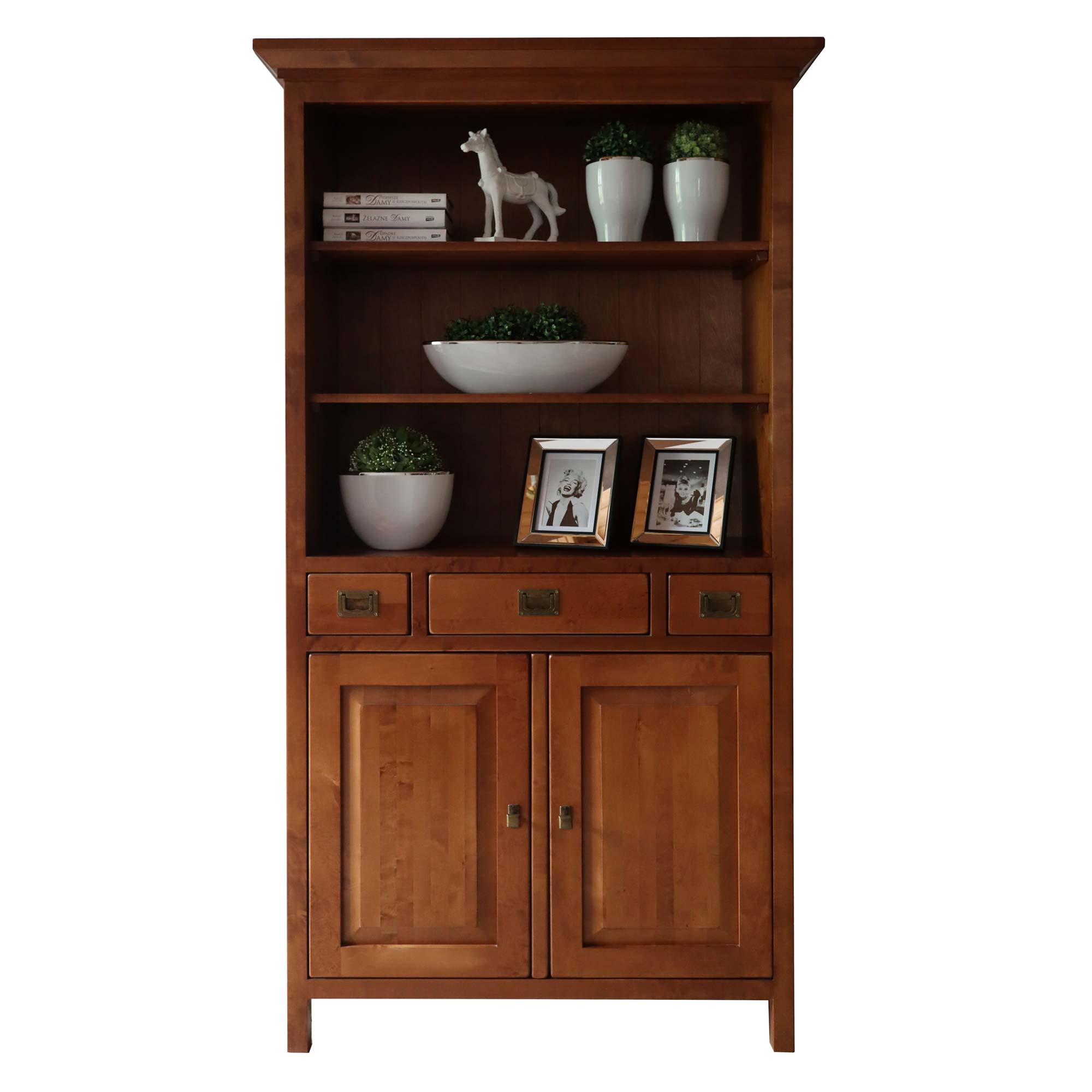 Drewniany Regał z Szafkami MENDOZ białe tło