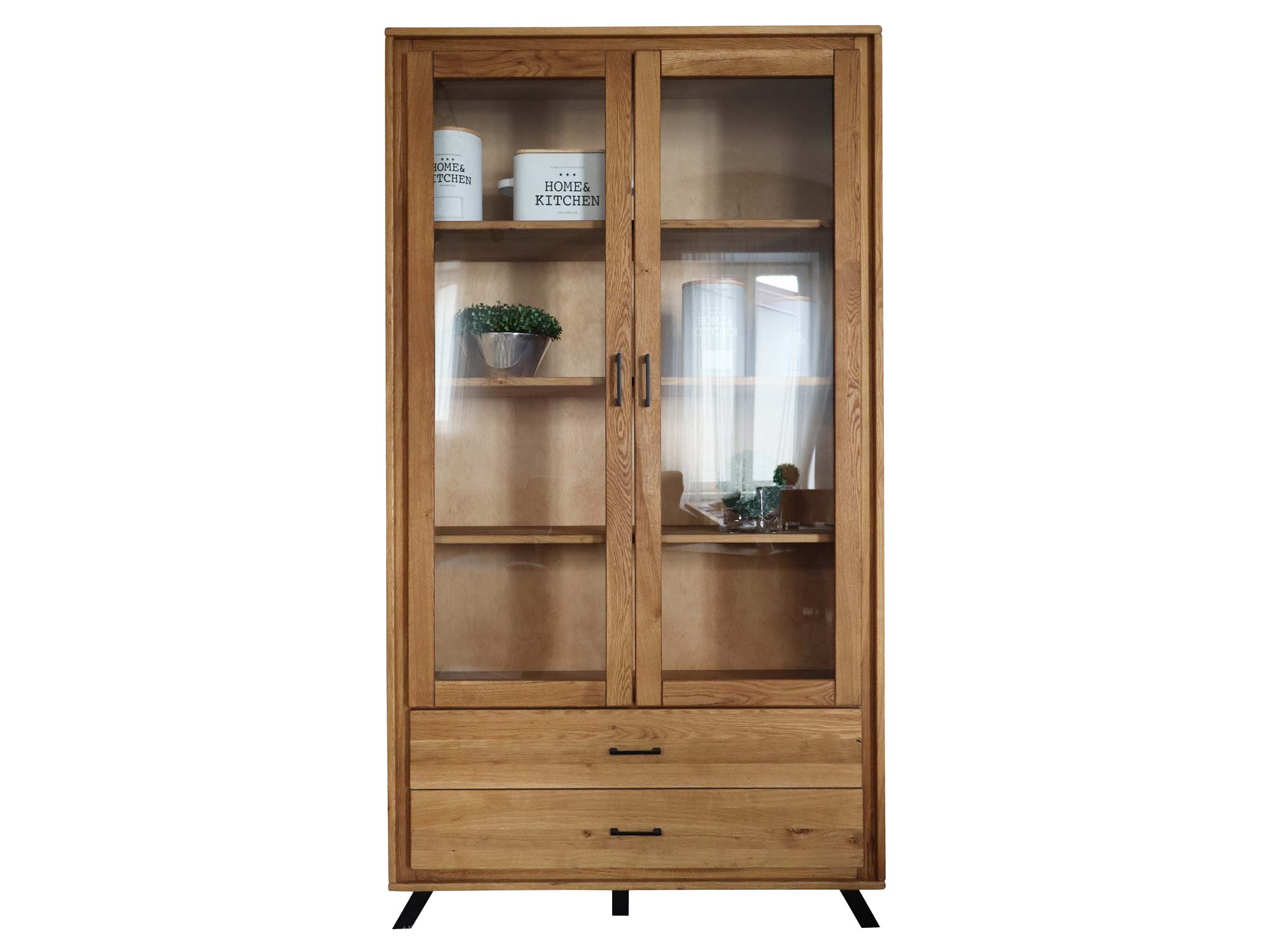 Wysoka Witryna Dębowa na Nóżkach ALAMOS LOFT BIALE TLO