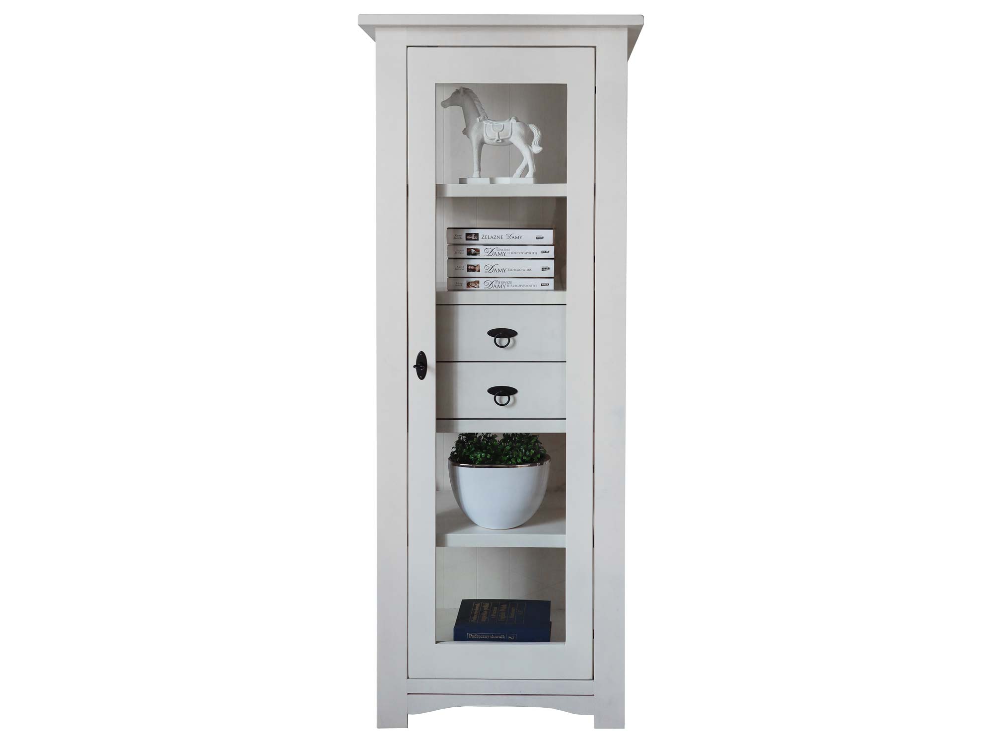 Wąska Witryna z Drewna Brzozowego białe tło FELIX Wąska Witryna z Drewna Brzozowego białe tło FELIX