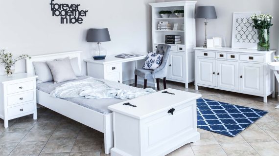 Miniaturka 7 - Meble drewniane białe sypialnia MENDOZ aranżacja