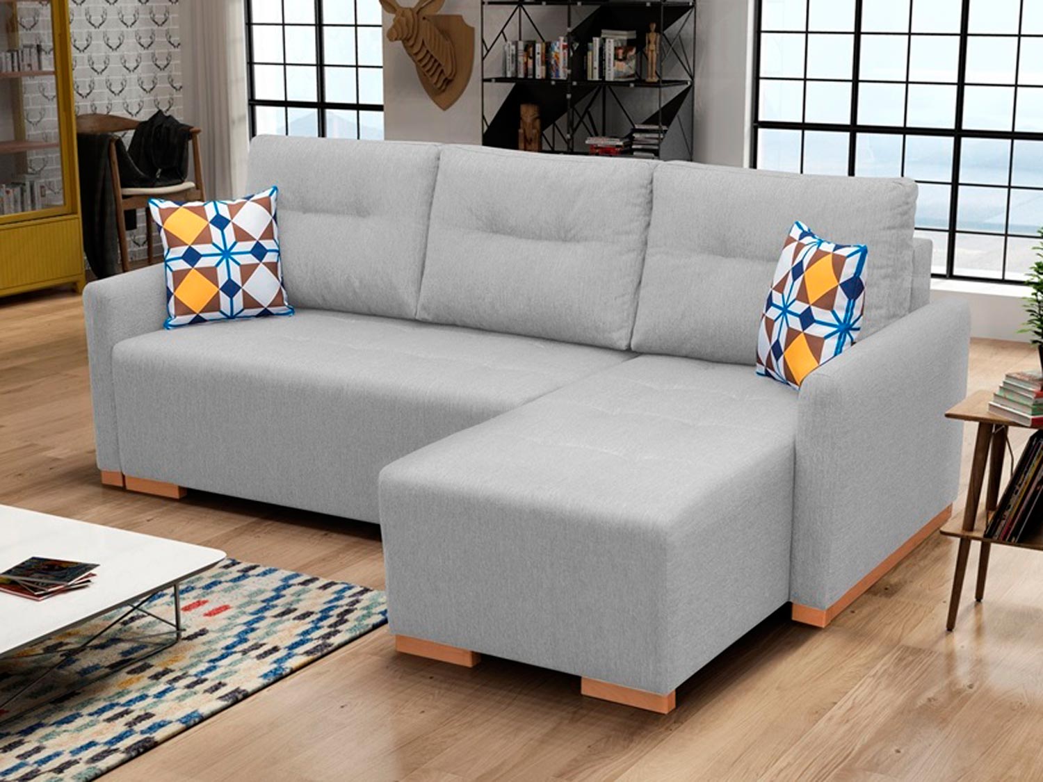 Narożnik do salonu szary SOPHIA aranżacja