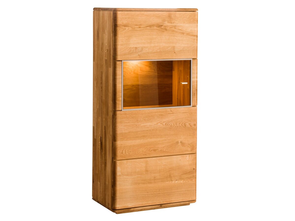 Niedrige Vitrine links Eiche massiv Maseri