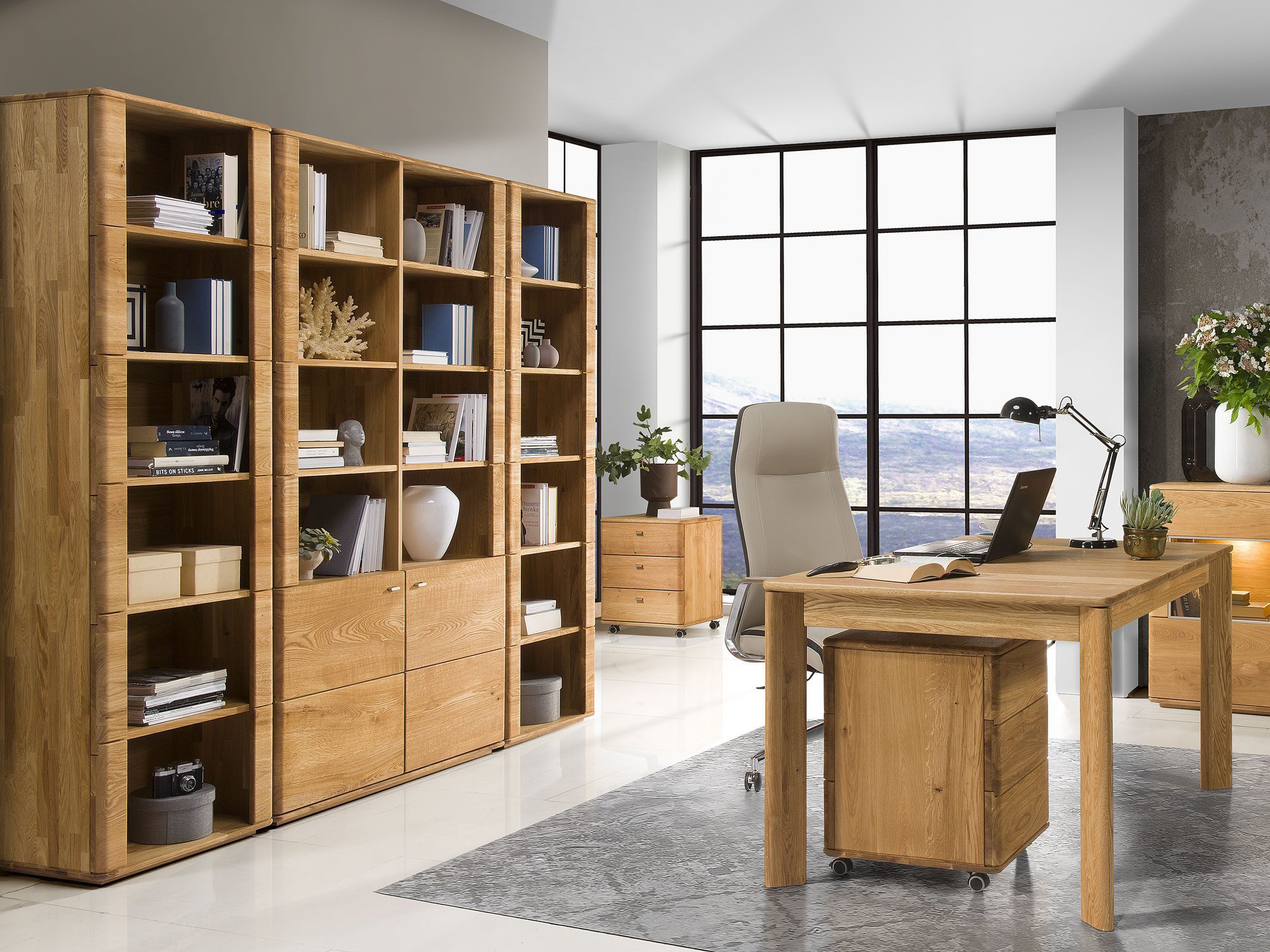 Regał Drewniany Wysoki Słupek Maseri aranżacja