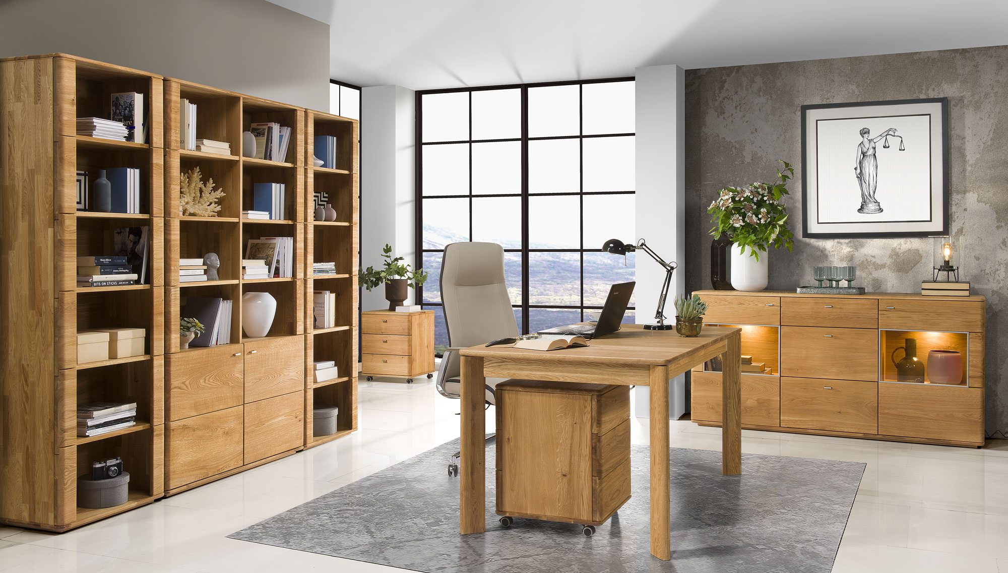 Regał Drewniany Wysoki Słupek Maseri aranżacja