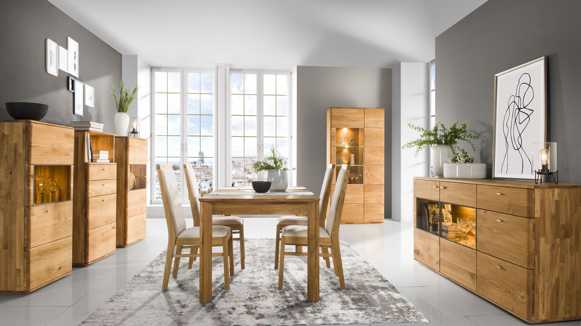 Witryna Słupek Niska do Salonu Lewa Maseri aranżacja