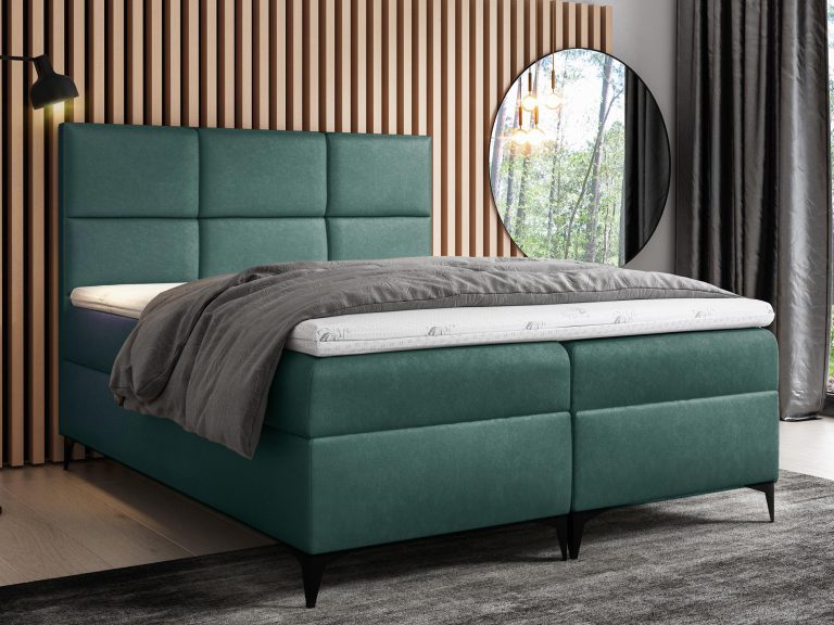 Łóżko kontynentalne zielone aranżacja LOTUS