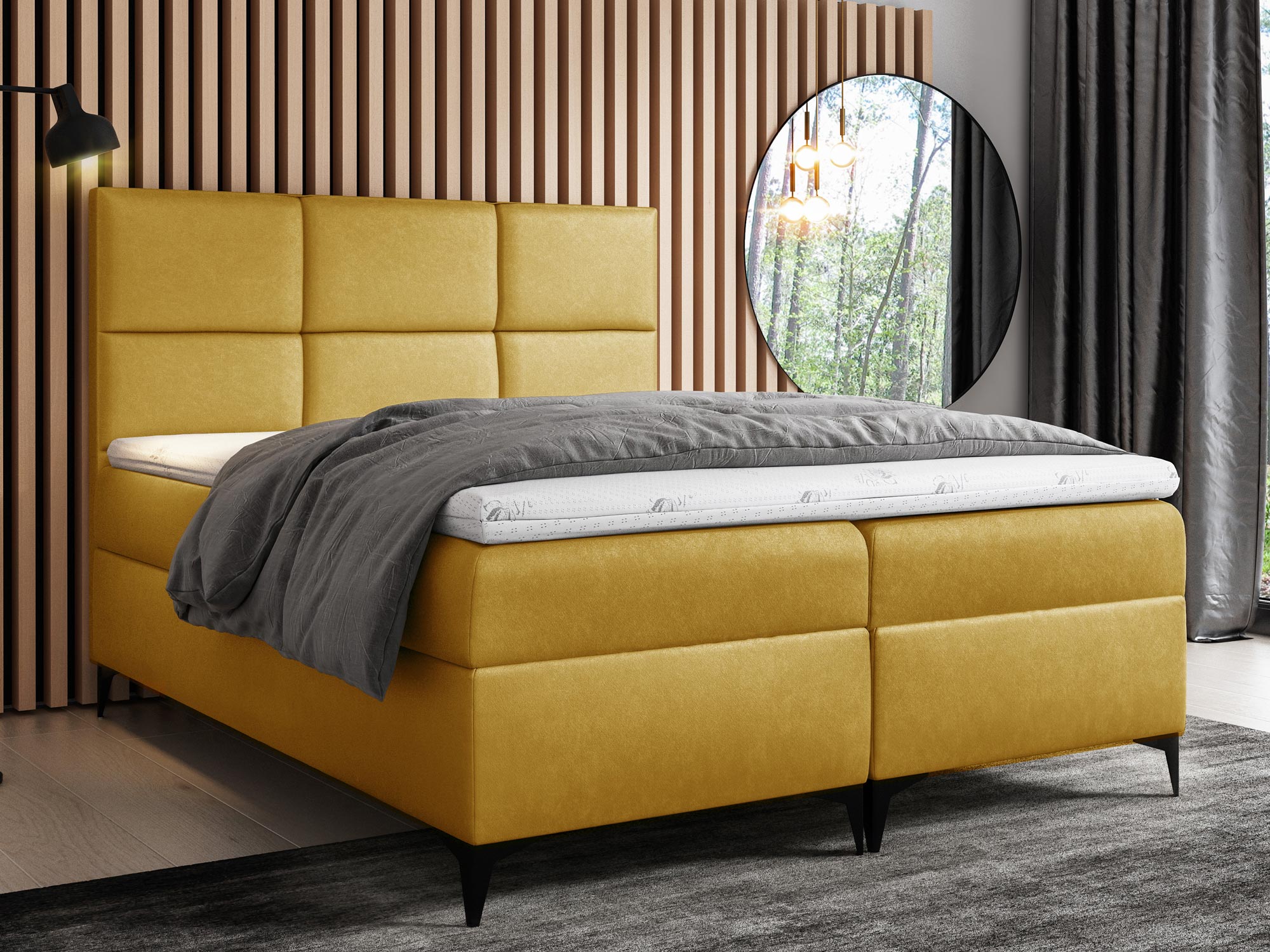 Łóżko małżeńskie kontynentalne żółte LOTUS Łóżko małżeńskie kontynentalne żółte LOTUS