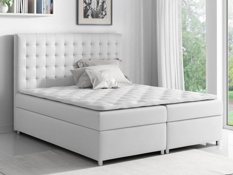 Łóżko kontynentalne białe aranżacja GEORGE