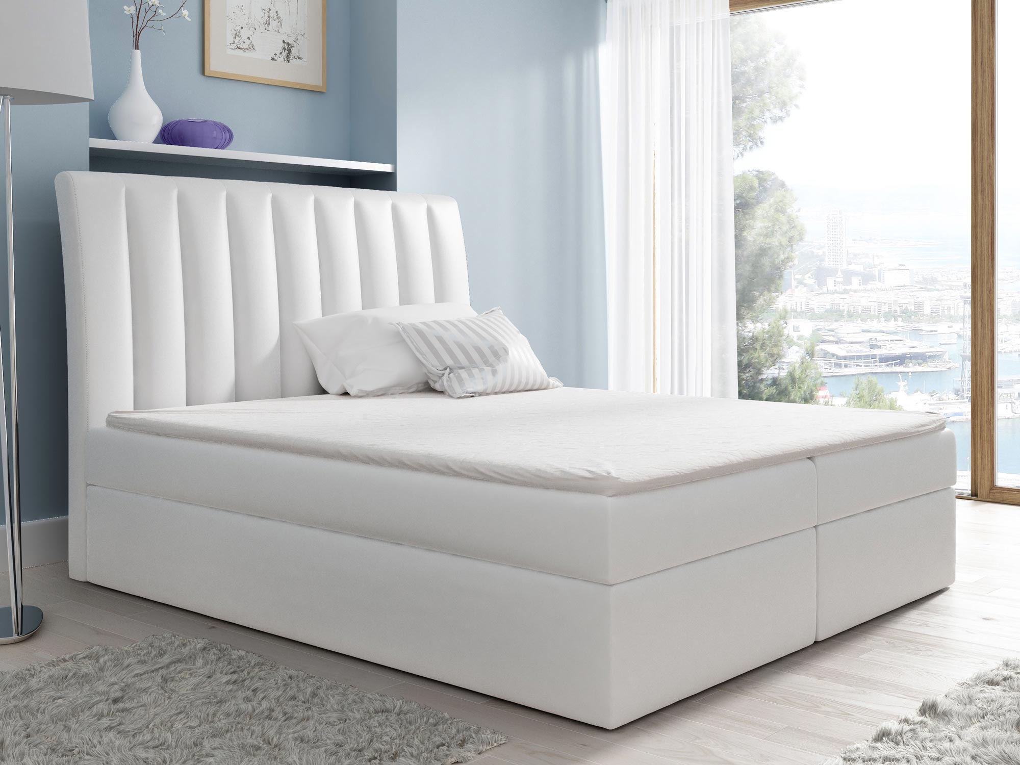 Łóżko kontynentalne białe aranżacja VISTA