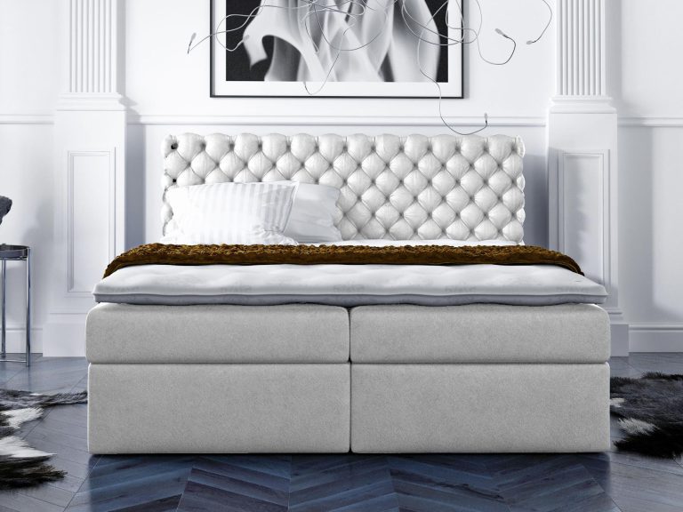 Białe Łóżko do Sypialni w stylu glamour