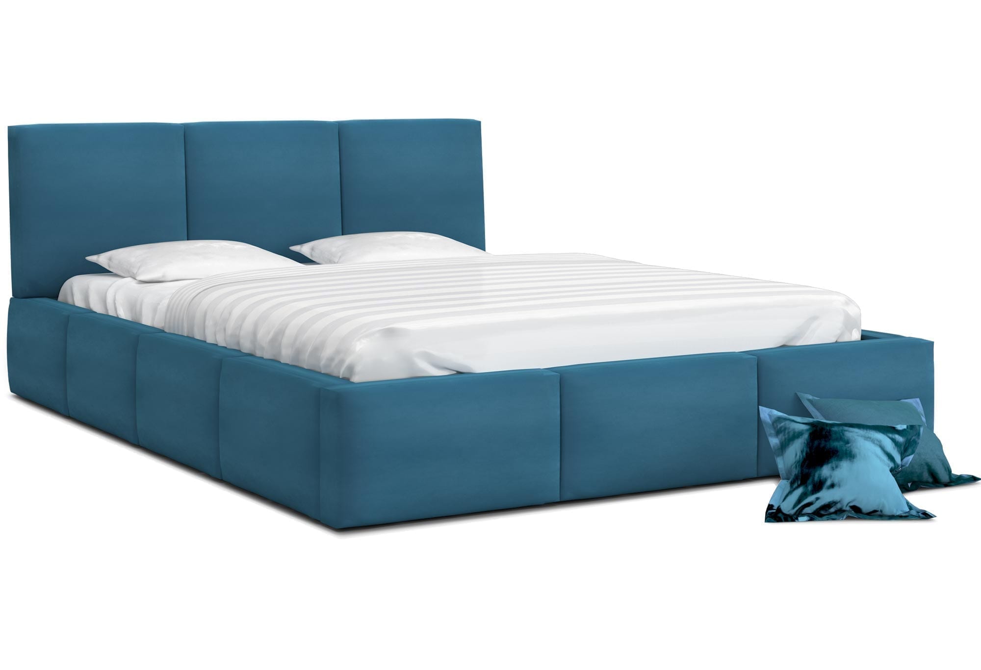 Łóżko tapicerowane turkusowe