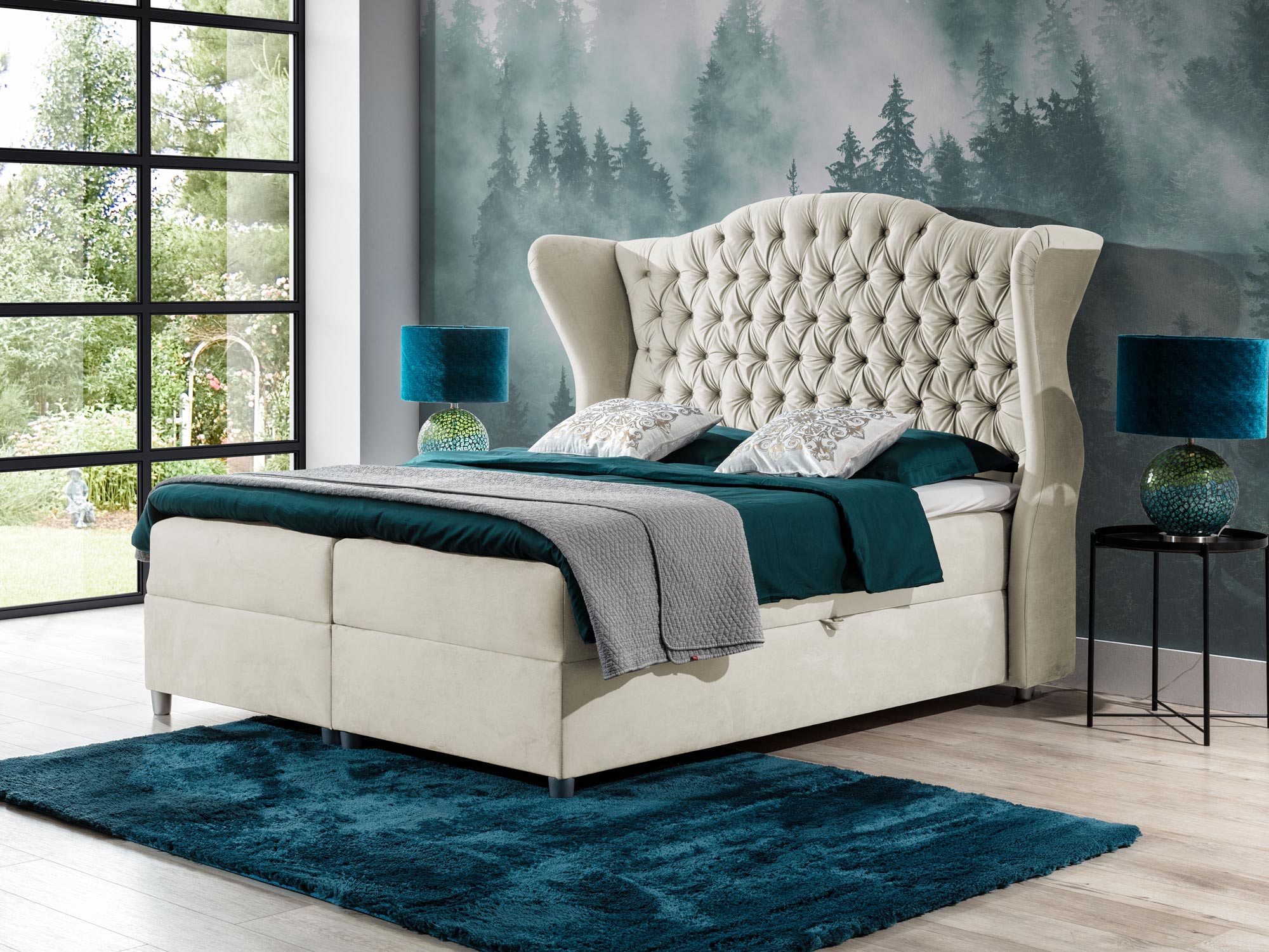 Łóżko kontynentalne beż LOCOS