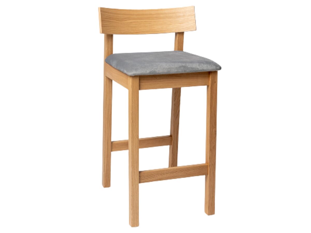 Gepolsterter Barhocker aus Eichenholz 60 cm 67 cm Bellamy