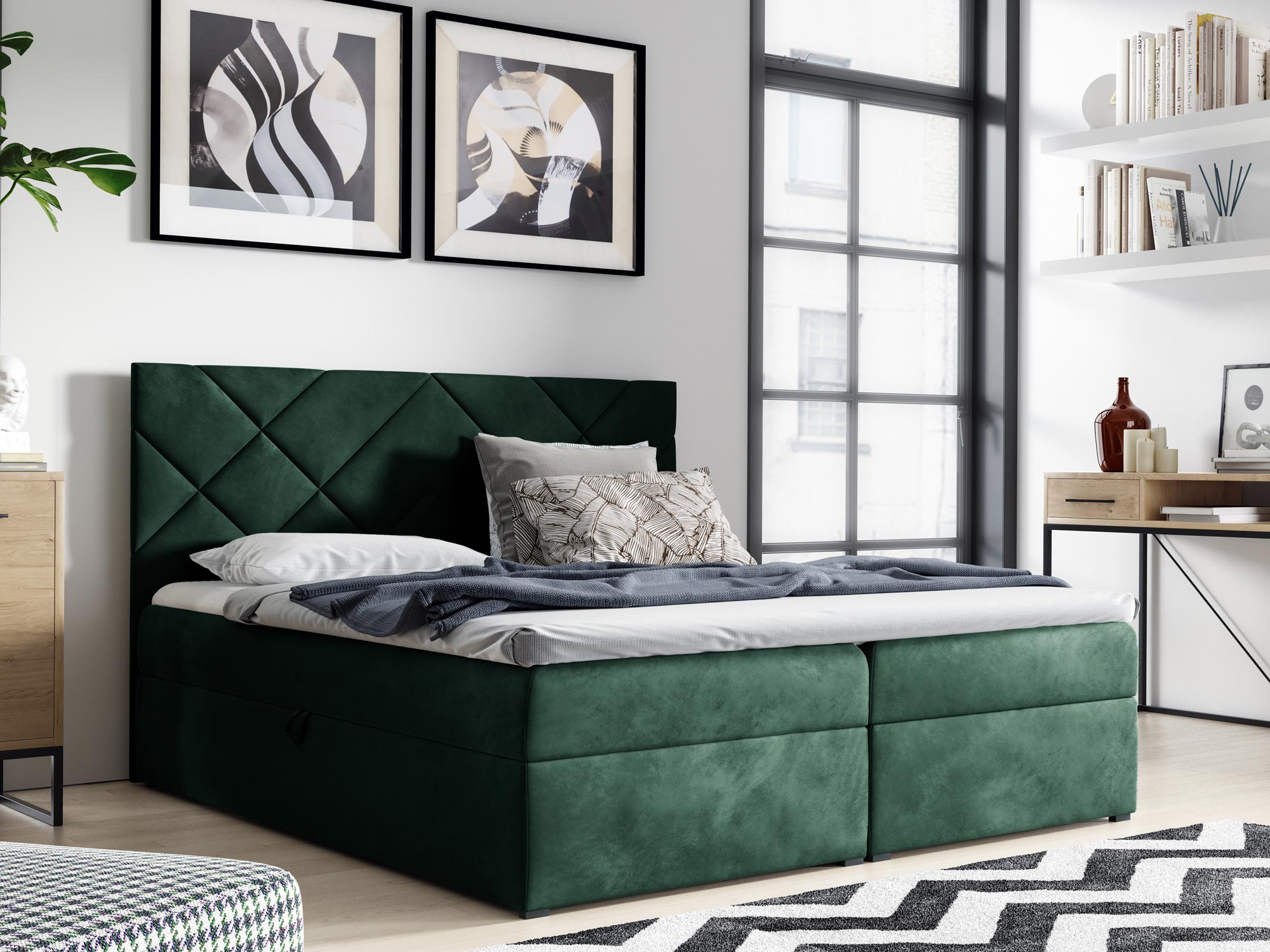 Łóżko kontynentalne LUA 3 zielone Łóżko kontynentalne LUA 3 zielone