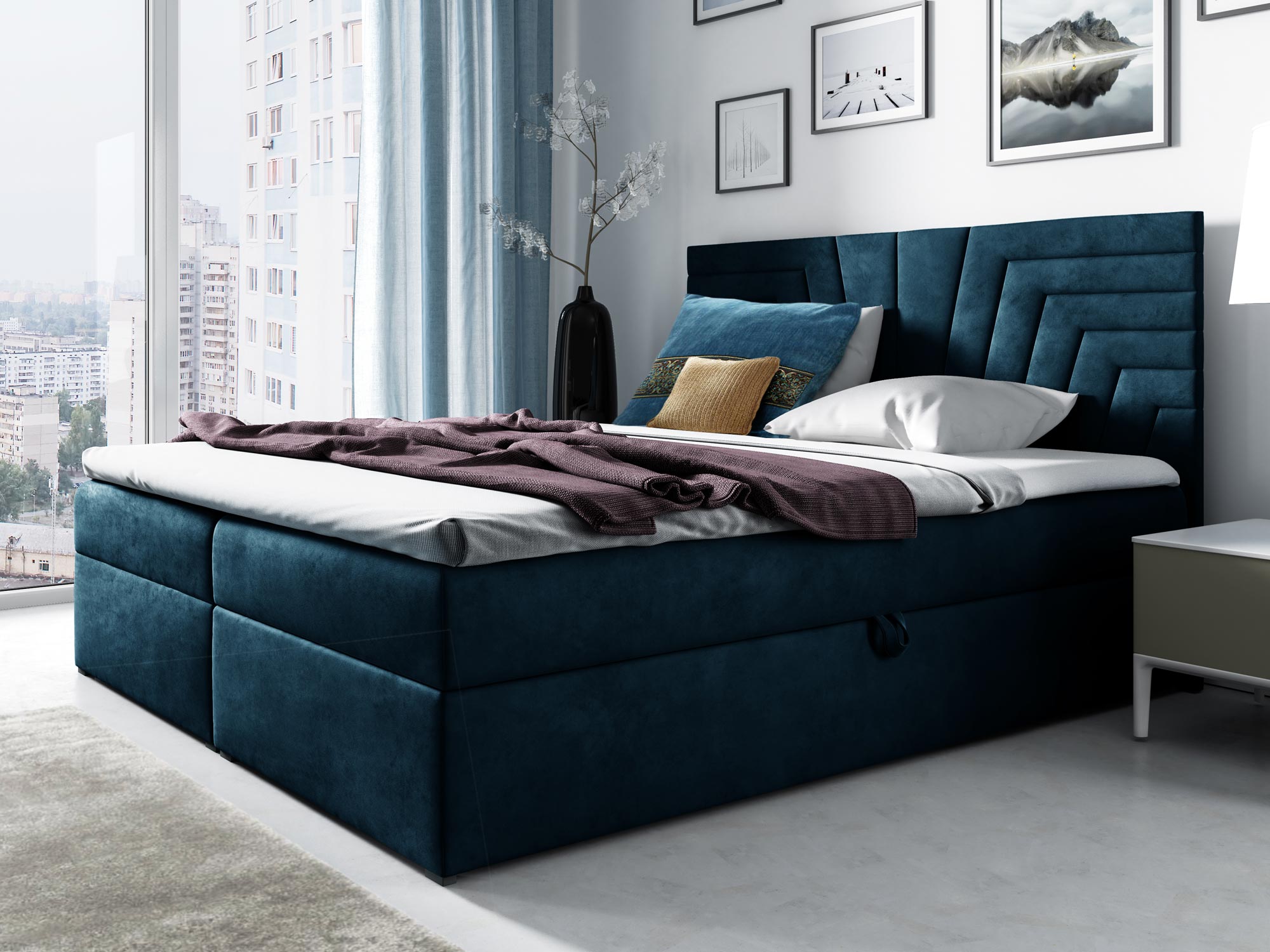 Kontynentalne Łóżko LUA 4 niebieskie Kontynentalne Łóżko LUA 4 niebieskie