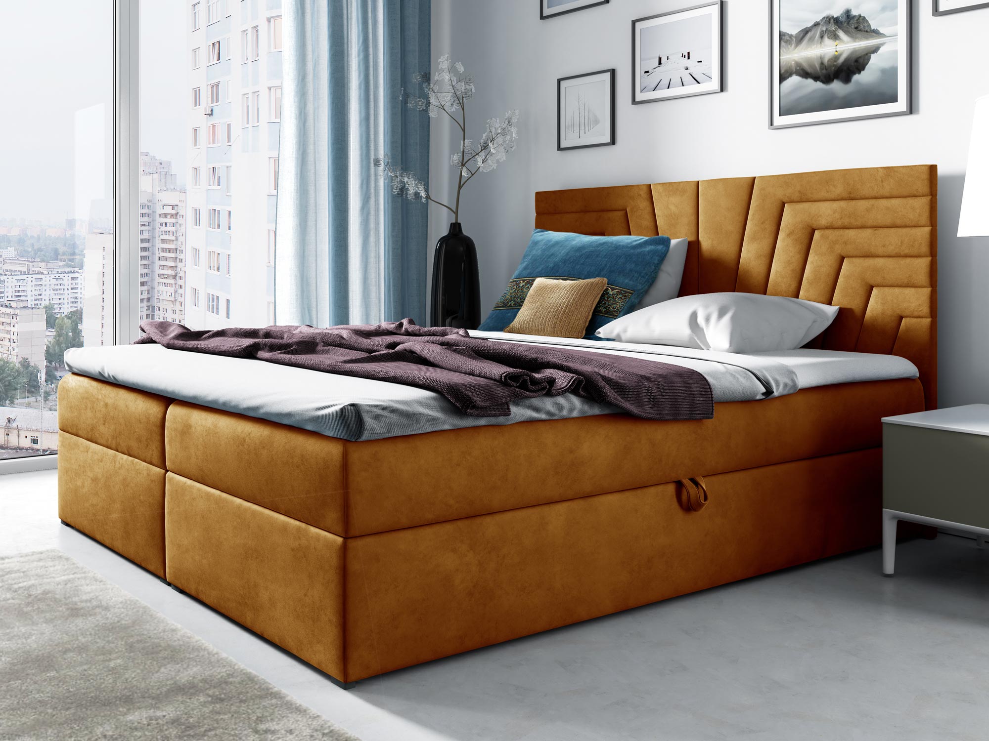 Kontynentalne Łóżko LUA 4 żółte Kontynentalne Łóżko LUA 4 żółte