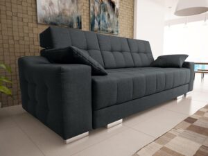 Miniaturka 13 - Sofa pikowana rozkładana czarny MERIO