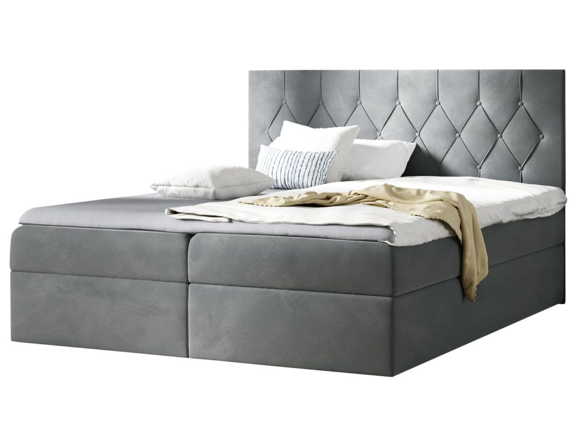 Gestepptes Boxspringbett mit Bettkasten SORIA