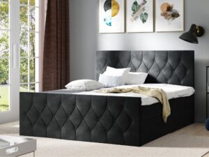 Miniatura 6 - Prošívané kontinentální postel černé SORIA LUX