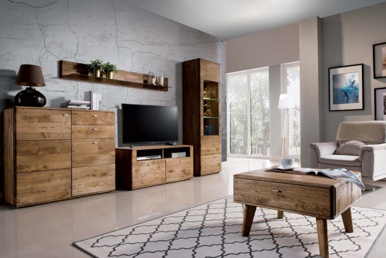 Stół kawowy drewniany ciemny szuflada zgrabne nóżki