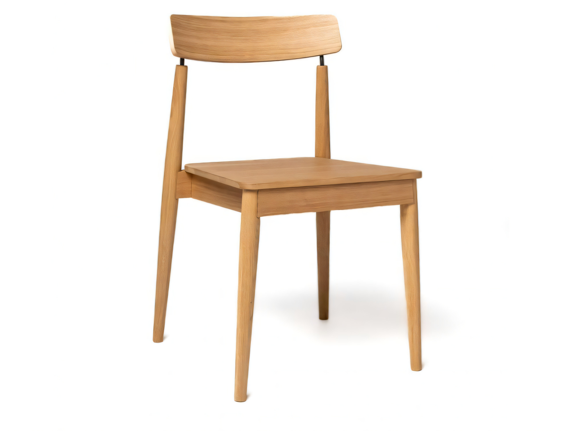 Stuhl Isidor aus massivem Eichenholz mit Holzsitz, Eiche Natur, Frontansicht
