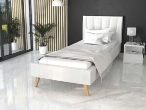Miniaturka 14 - Łóżko na drewnianych nóżkach 90x200 białe BONNIE