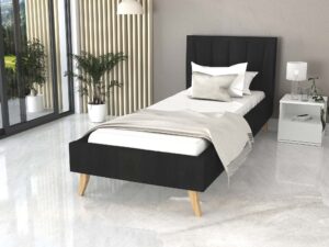 Miniaturka 15 - Łóżko na drewnianych nóżkach 90x200 czarne BONNIE
