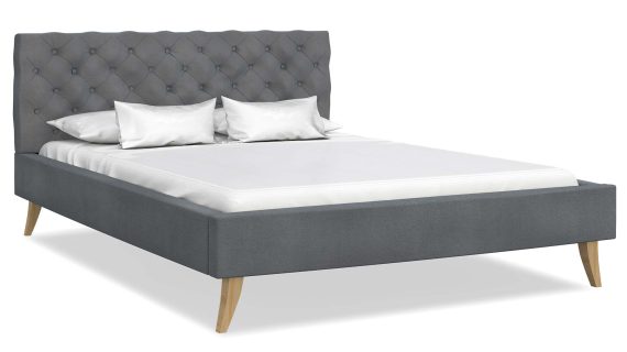 Miniaturka 1 - Pikowane łóżko na nóżkach białe tło AUSTIN