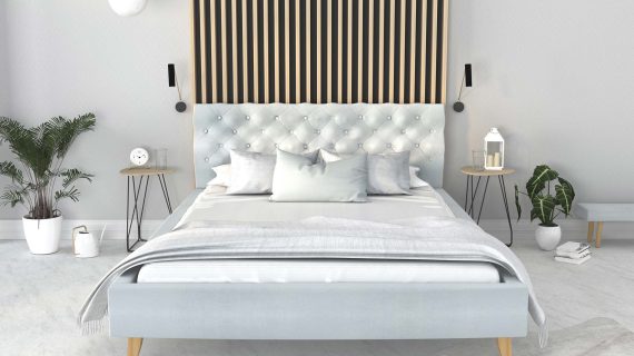 Miniaturka 5 - Pikowane łóżko na nóżkach przód AUSTIN