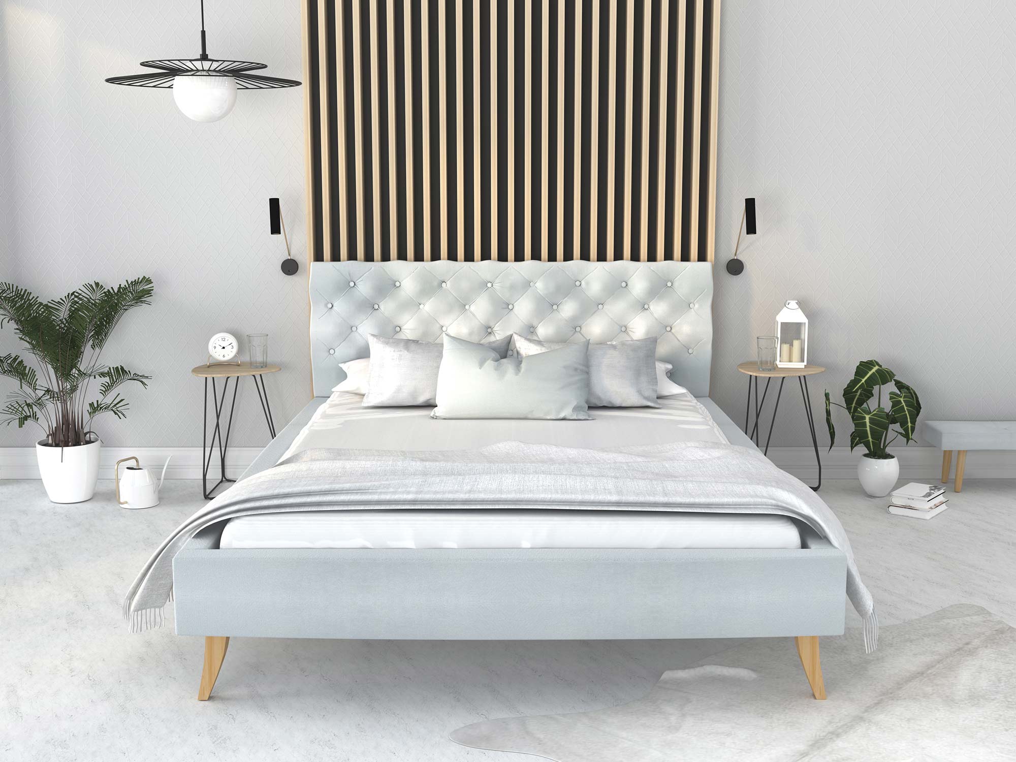 Pikowane łóżko na nóżkach przód AUSTIN Pikowane łóżko na nóżkach przód AUSTIN