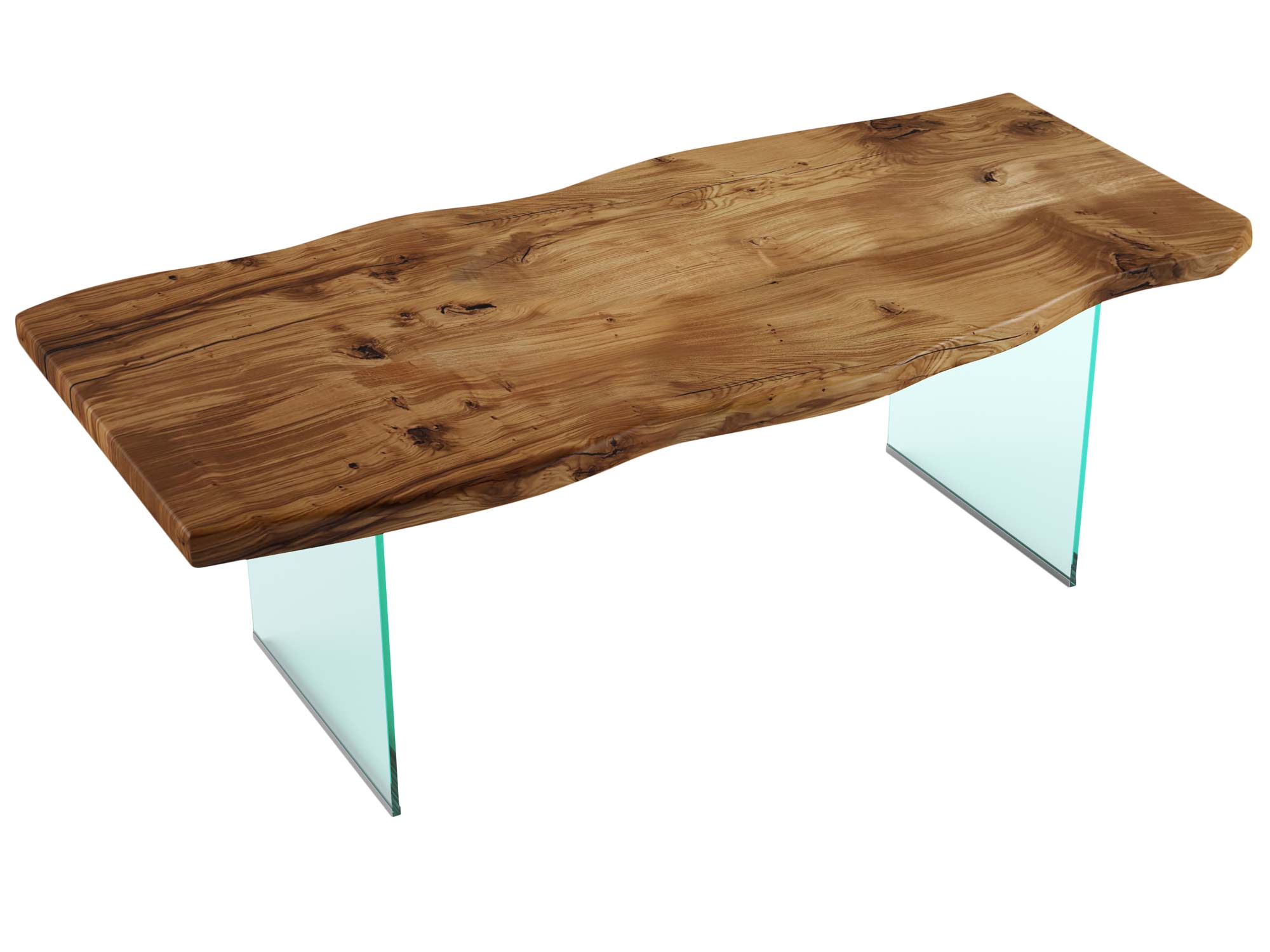 Duży drewniany stół do jadalni na szklanych nogach FOXY