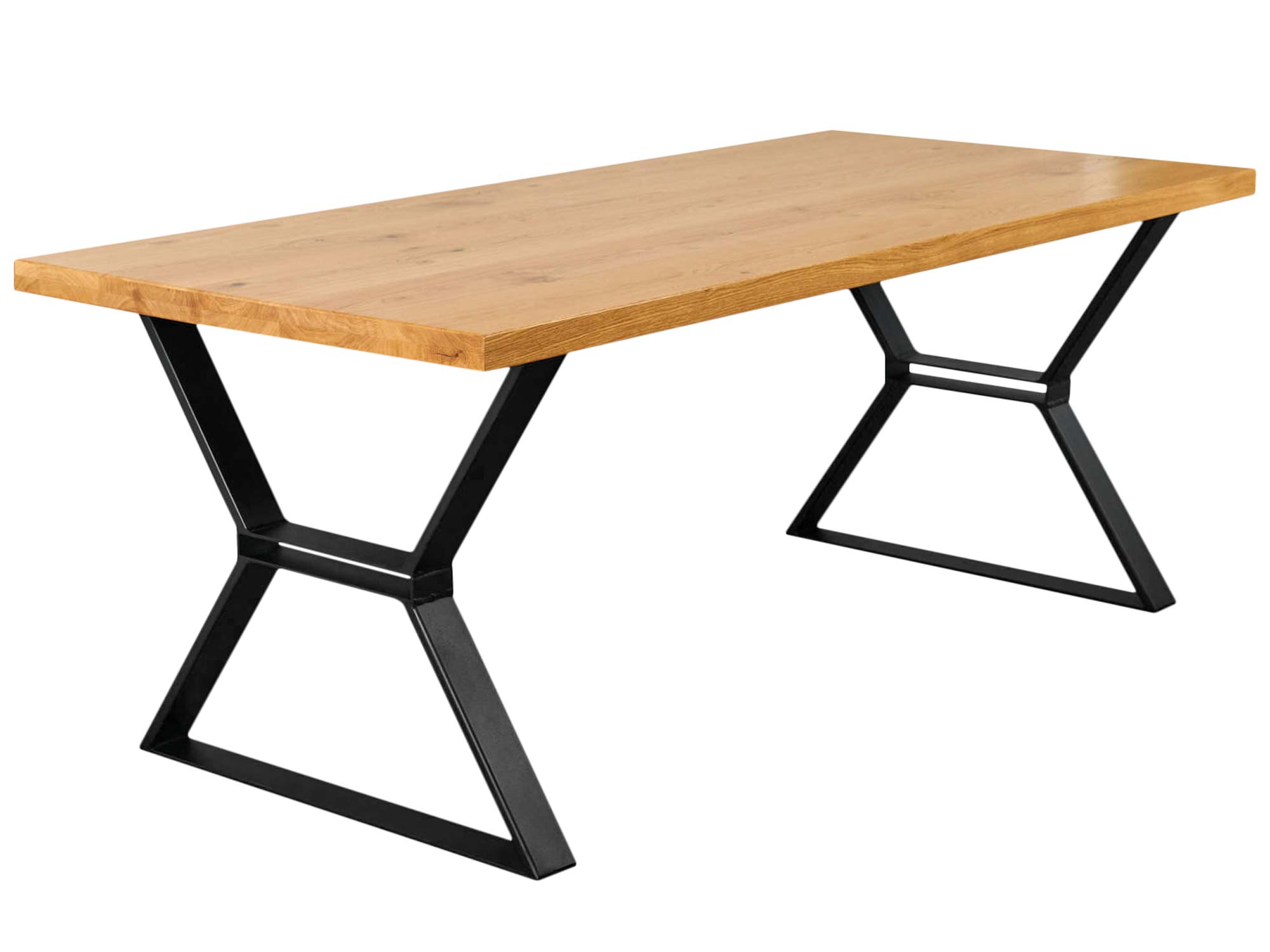 Industrialny stół dębowy do jadalni z metalowymi nogami FELICIO