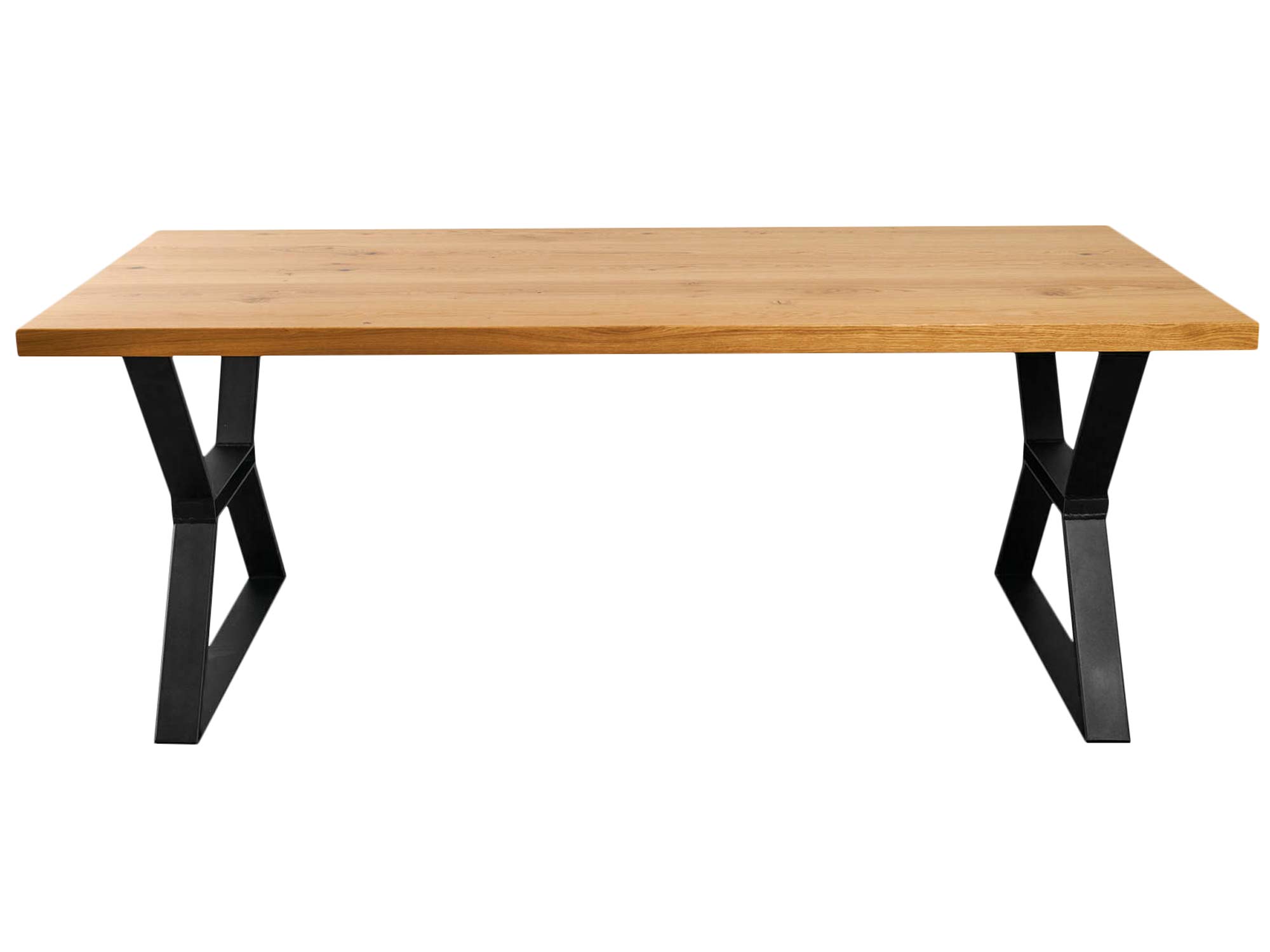 Industrialny stół dębowy do jadalni z metalowymi nogami FELICIO