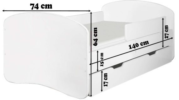 Miniaturka 7 - Łóżko dziecięce z barierką wymiary 140 DERVIS