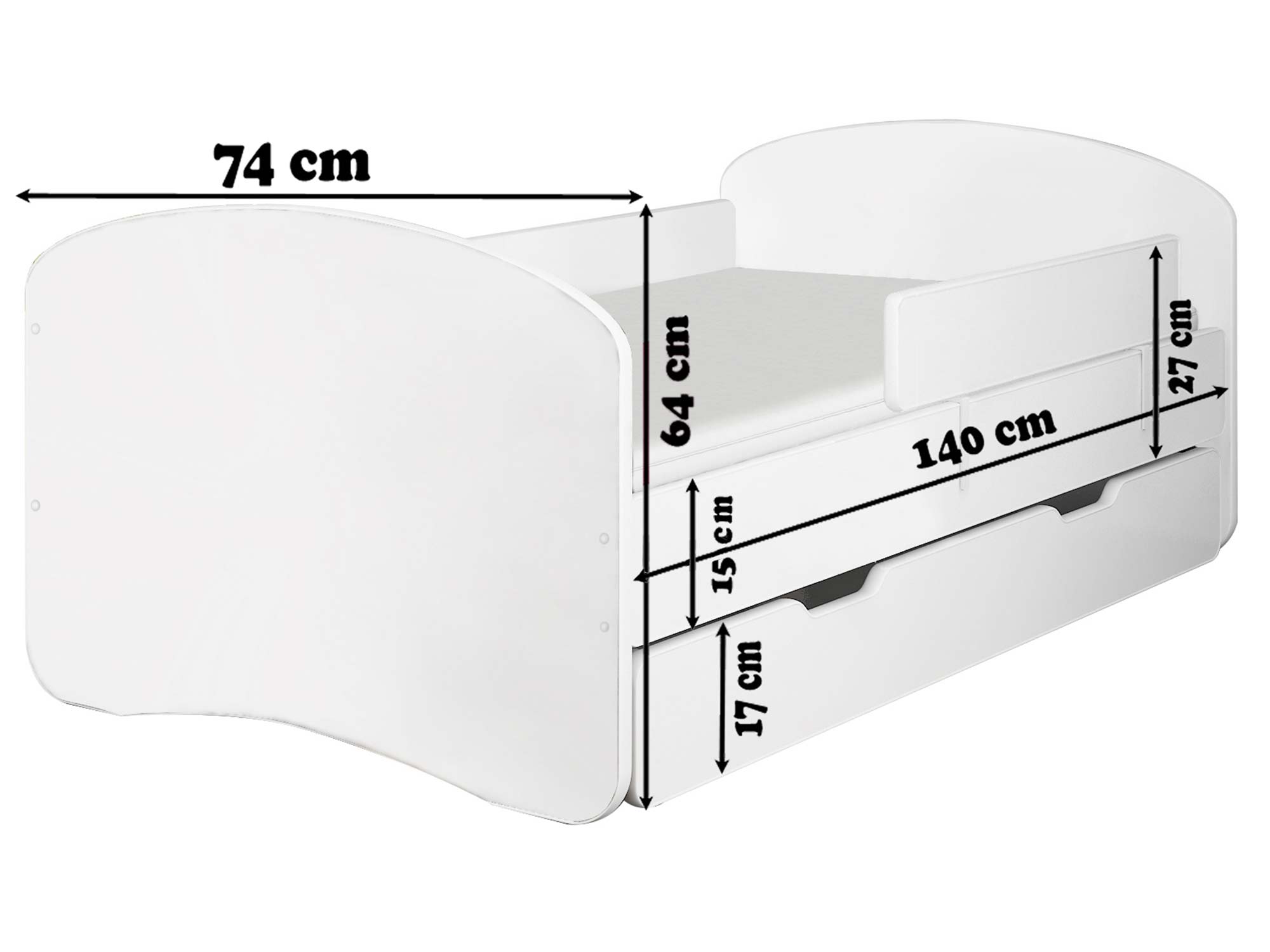 Łóżko dziecięce z barierką wymiary 140 DERVIS Łóżko dziecięce z barierką wymiary 140 DERVIS
