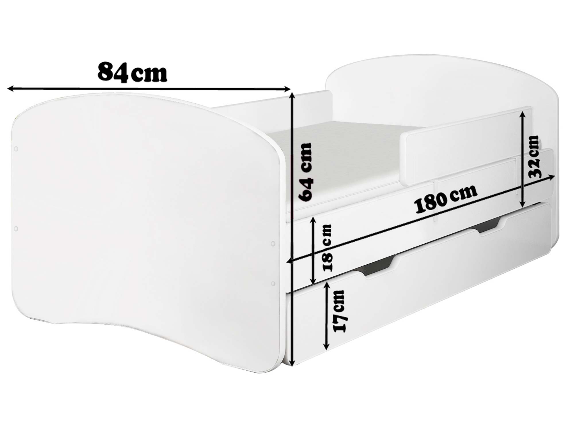 Łóżko dziecięce z barierką wymiary 180 DERVIS Łóżko dziecięce z barierką wymiary 180 DERVIS
