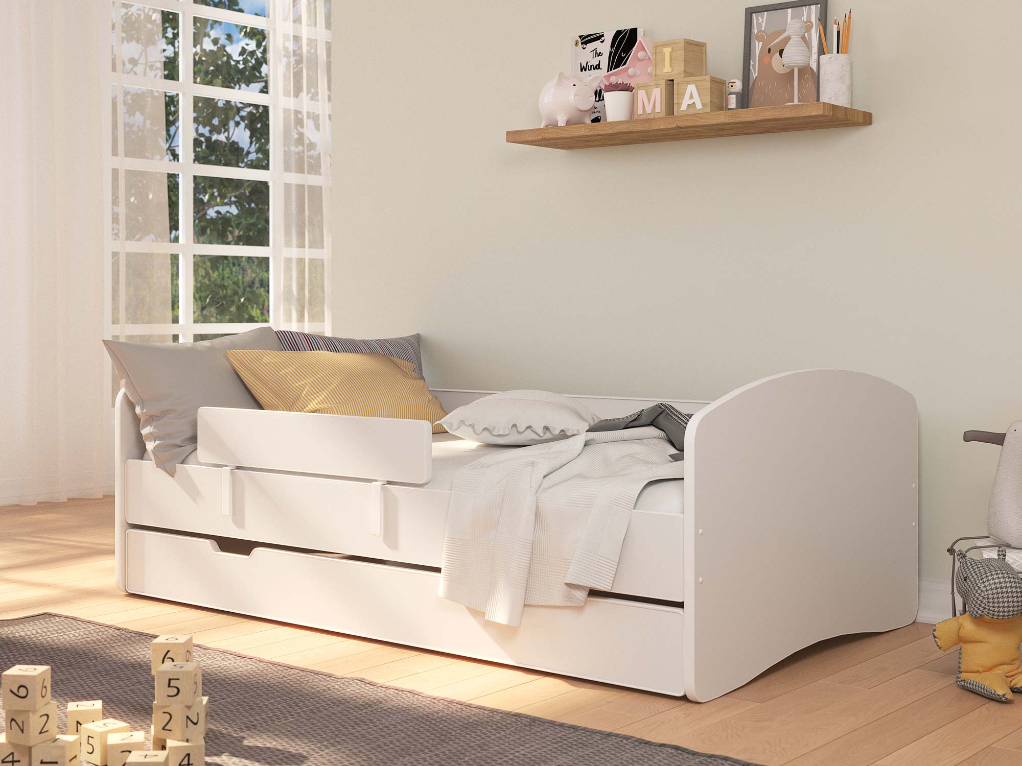 Łóżko dziecięce z barierką aranżacja DERVIS Łóżko dziecięce z barierką aranżacja DERVIS