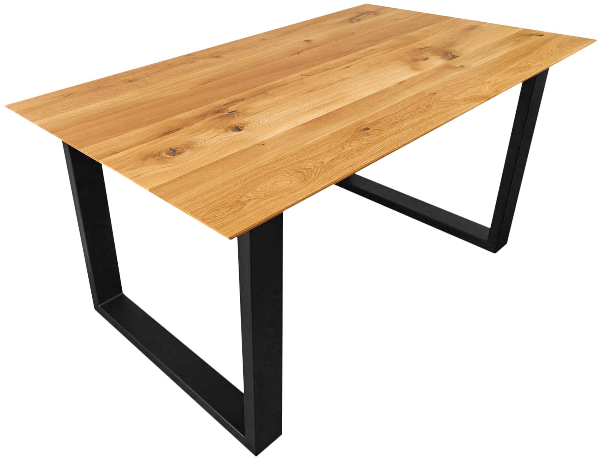 Industrialny stół dębowym z czarnymi nóżkami metalowymi