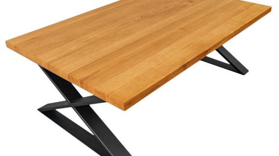 Miniaturka 2 - Stolik kawowy z drewna na metalowych nogach FLAVIOS X