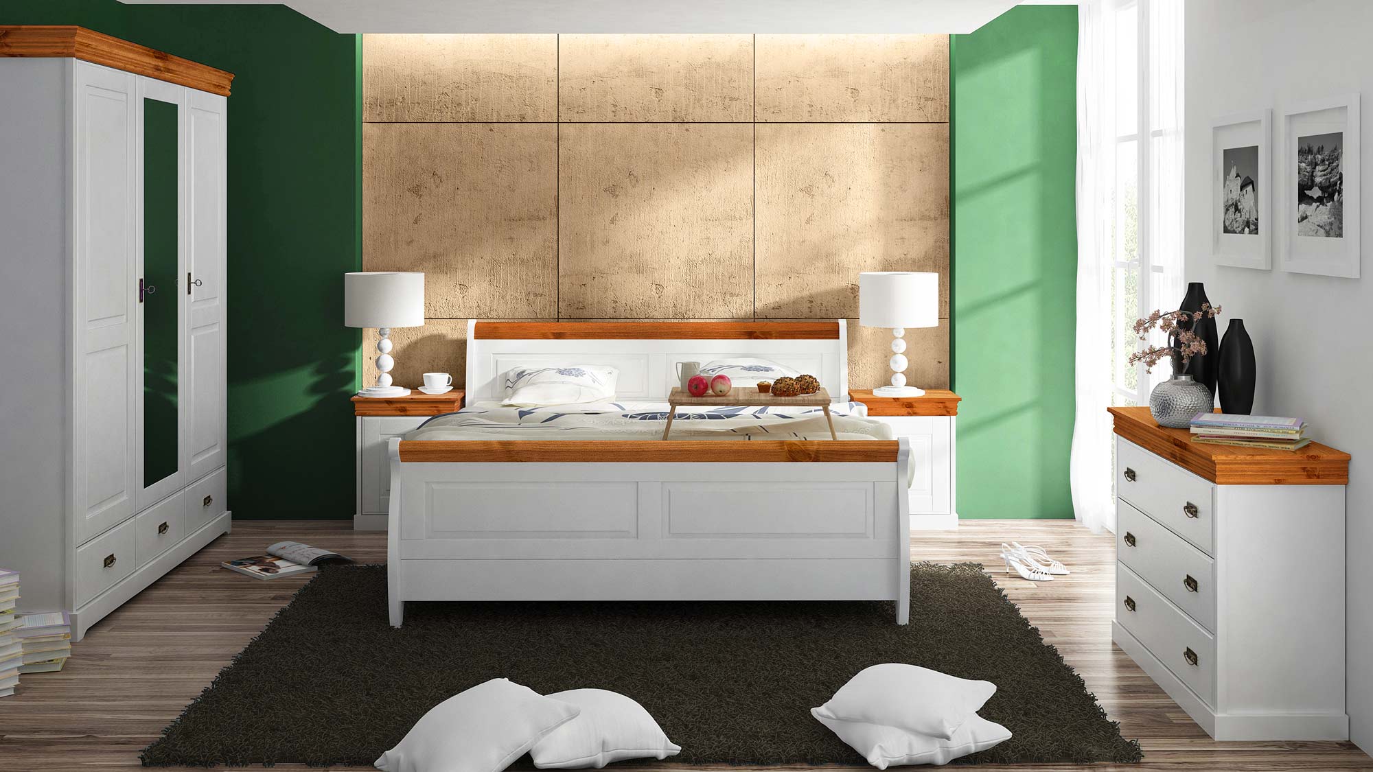 Biała komoda do klasycznego wnętrza sosna biały aranż ANADI Biała komoda do klasycznego wnętrza sosna biały aranż ANADI