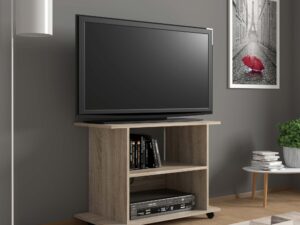 Miniaturka 3 - Praktyczna szafka pod TV na kółkach aranżacja sonoma ELON