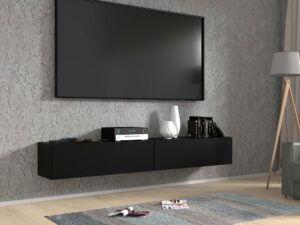 Miniaturka 6 - Szafka RTV czarny mat wisząca aranżacja 2x100 AMIRA