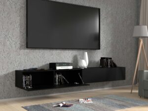 Miniaturka 3 - Matowa szafka RTV wisząca czarna 120 aranżacja 2x120 AMIRA