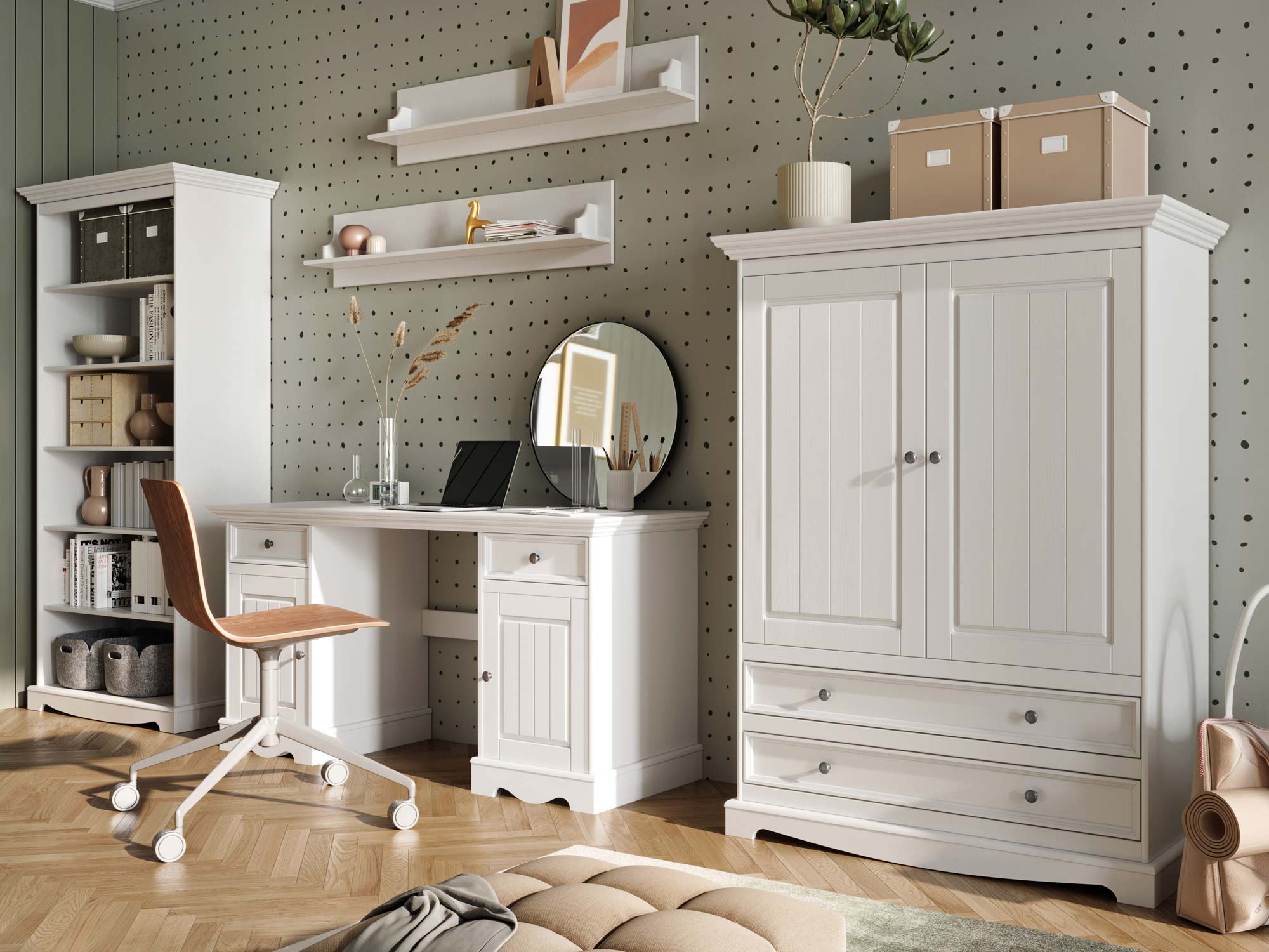 Bieliźniarka biurko regał aranż INGRID