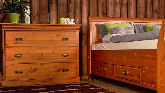 Miniaturka 9 - Sosnowa mała biała komoda sosna sypialnia ANADI